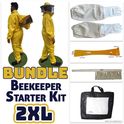 Jawadis Beekeeping Suit Bundle with Gloves, Hive Tool, and Bee Brush | Removable Sheriff-Style Veil | Yellow  - 2XL