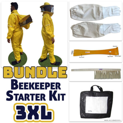 Jawadis Beekeeping Suit Bundle with Gloves, Hive Tool, and Bee Brush | Removable Sheriff-Style Veil | Yellow  - 3XL