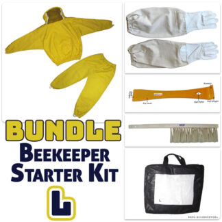 Beekeeper Starter Kit Bundle with Bee Suit, Gloves, Hive Tool & Brush - Premium Protection Gear - Size L