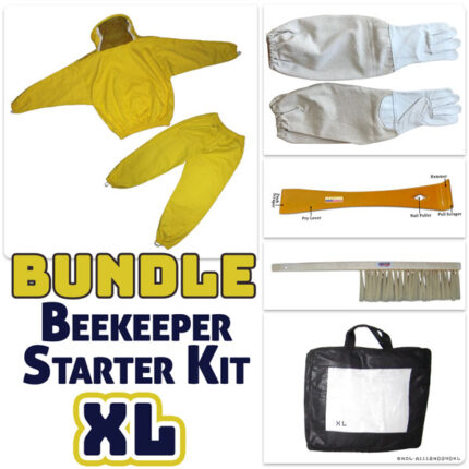 Beekeeper Starter Kit Bundle with Bee Suit, Gloves, Hive Tool & Brush - Premium Protection Gear - Size XL