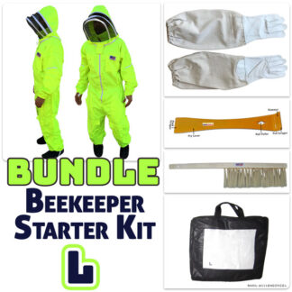 Size L: Beekeeping Suit Tool Kit Bundle - Size L with Gloves, Brush & Hive Tool
