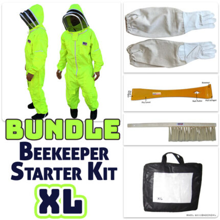 Size XL: Beekeeping Suit Tool Kit Bundle - Size XL with Gloves, Brush & Hive Tool