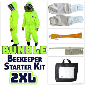 Size 2XL: Beekeeping Suit Tool Kit Bundle - Size 2XL with Gloves, Brush & Hive Tool