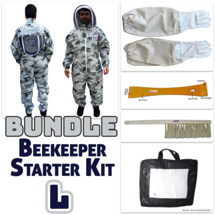 Jawadis Snow Camouflage Beekeeper Suit Bundle with Gloves, Hive Tool & Brush - Adult Size L
