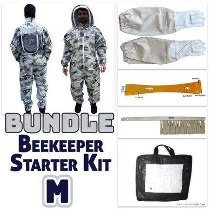 Jawadis Snow Camouflage Beekeeper Suit Bundle with Gloves, Hive Tool & Brush - Adult Size M