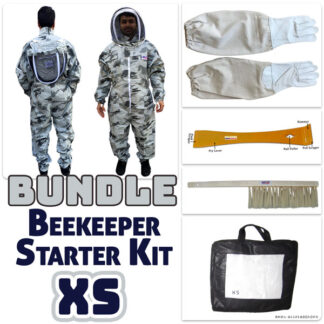 Jawadis Snow Camouflage Beekeeper Suit Bundle with Gloves, Hive Tool & Brush - Adult Size XS