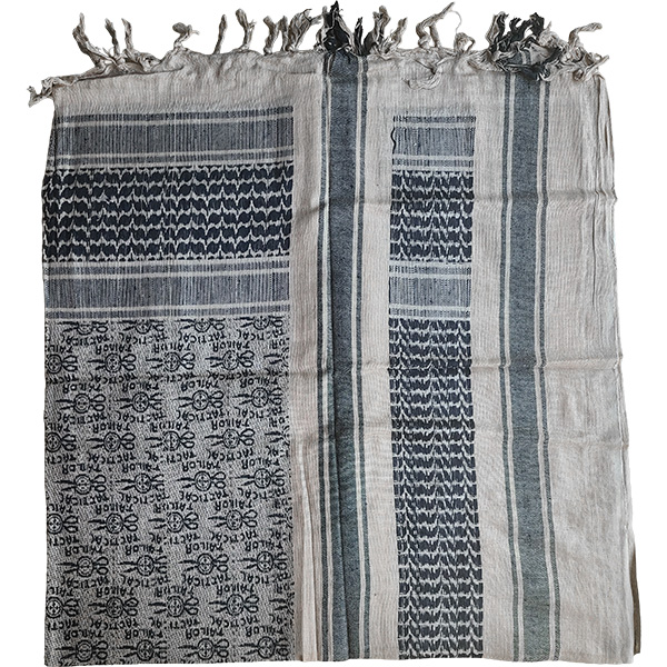 Monochrome geometric textile folded neatly
