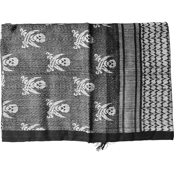 Pirate skull tactical shemagh scarf styled as a headwrap.