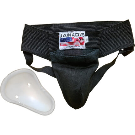 Kickboxing sparring groin guard with full coverage